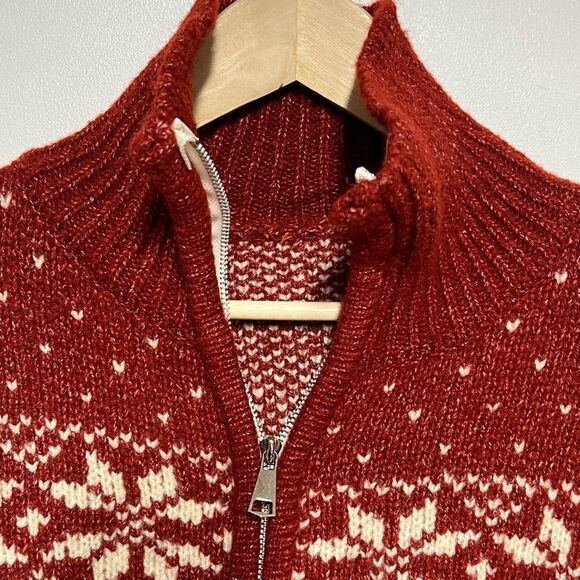 New Handmade Nordic Fair Isle Cropped Cardigan Two way zipper Sz L - Picture 5 of 6